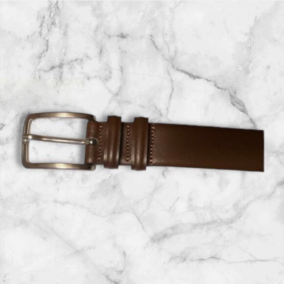 Men's Brown Leather Belt Size 42 Italian Made Massimo Dutti Work Casual Ware - Picture 3 of 4